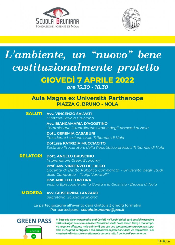 L’ambiente bene costituzionalmente protetto: convegno della Scuola Bruniana