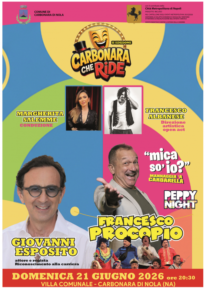 “Carbonara che Ride”: la grande festa della comicità con l'ospite d'eccezione Giovanni Esposito