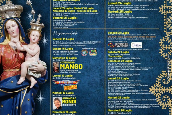 Visciano in festa: il programma dettagliato della festa dedicata alla Vergine del Carpinello