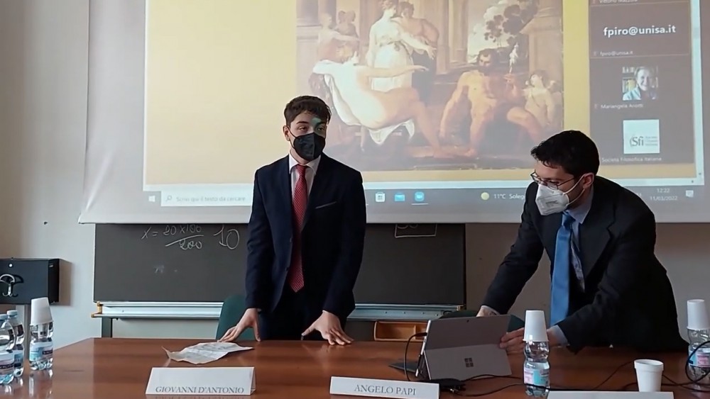 Il giovane sangennarese Giovanni Maria D'Antonio, campione mondiale di Filosofia, tiene una lezione tematica all'Università di Salerno