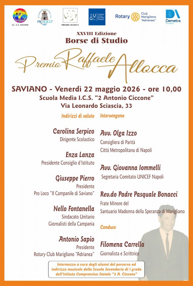 SAVIANO – XXVIII EDIZIONE DEL PREMIO RAFFAELE ALLOCCA: 28 ANNI DI BORSE DI STUDIO DALLA PARTE DEI RAGAZZI