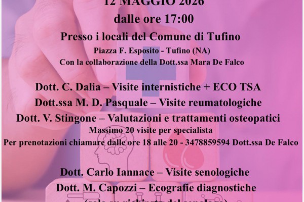 Tufino si prende cura: il 12 maggio la quinta giornata di Prevenzione