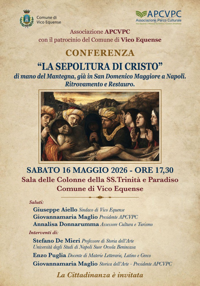 VICO EQUENSE RITROVA MANTEGNA: “LA SEPOLTURA DI CRISTO” RIVIVE IN UNA CONFERENZA D’ECCEZIONE