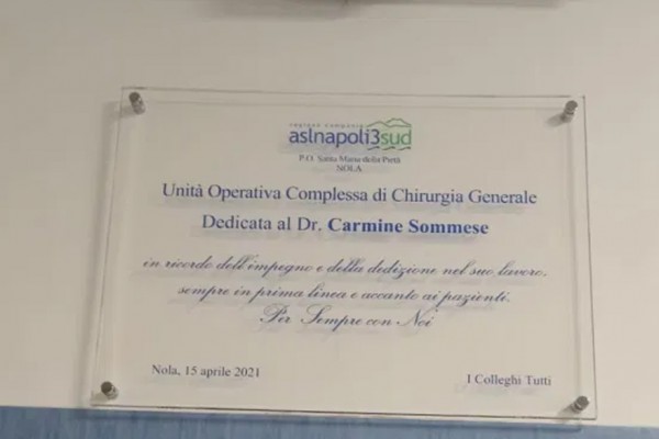 Ospedale di Nola, apposizione targa commemorativa in ricordo del dottor Carmine Sommese