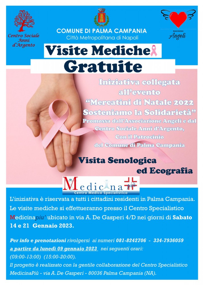 Visite mediche gratuite per prevenire il tumore al seno: due appuntamenti organizzati da "Anni d'Argento" e "Angeli"