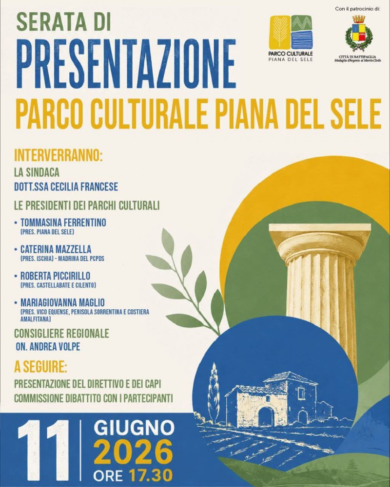 Battipaglia si apre alla cultura: nasce ufficialmente il Parco Culturale Piana del Sele
