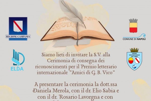 Tra cultura e riscatto sociale, Napoli ospita il Premio Internazionale “Amici di Giambattista Vico”