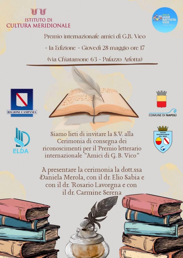 Tra cultura e riscatto sociale, Napoli ospita il Premio Internazionale “Amici di Giambattista Vico”