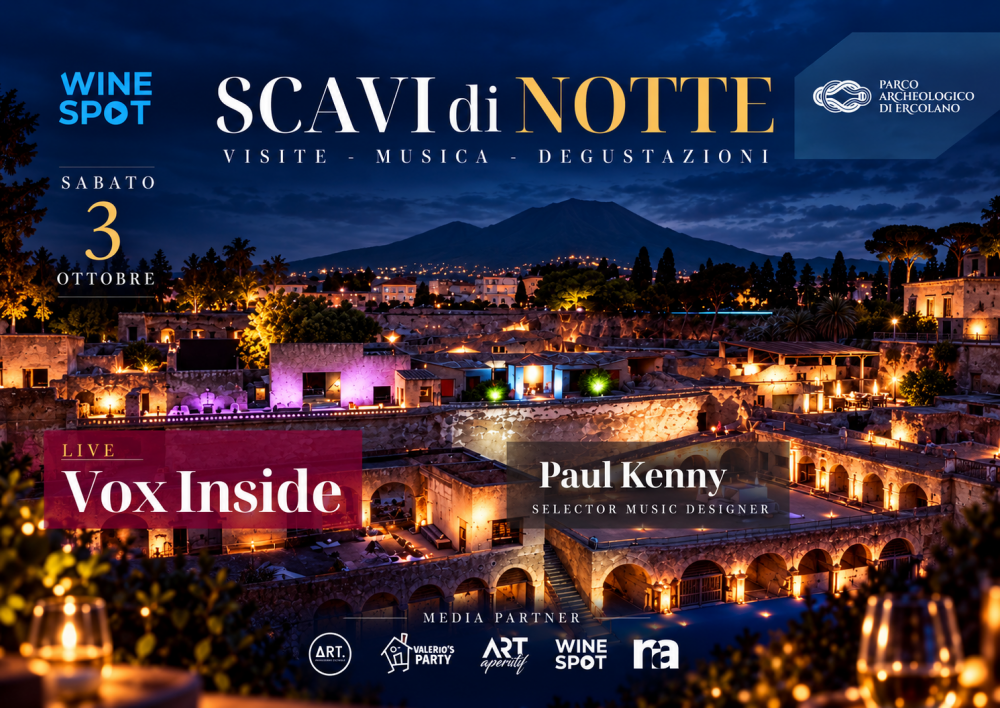 Sabato 3 ottobre il Parco Archeologico apre fino a mezzanotte per “Scavi di Notte”, il nuovo format di Wine Spot