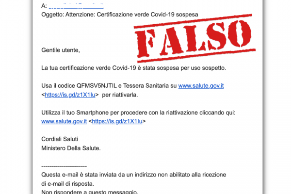 Certificazione verde Covid-19 e truffe online: l'avvertimento del Ministero della Salute