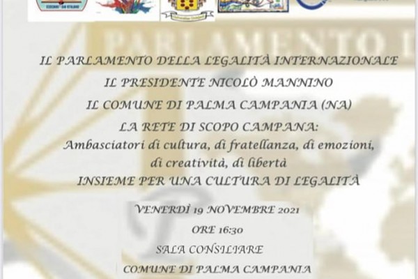 Il Comune di Palma Campania aderisce al Parlamento della Legalità Internazionale