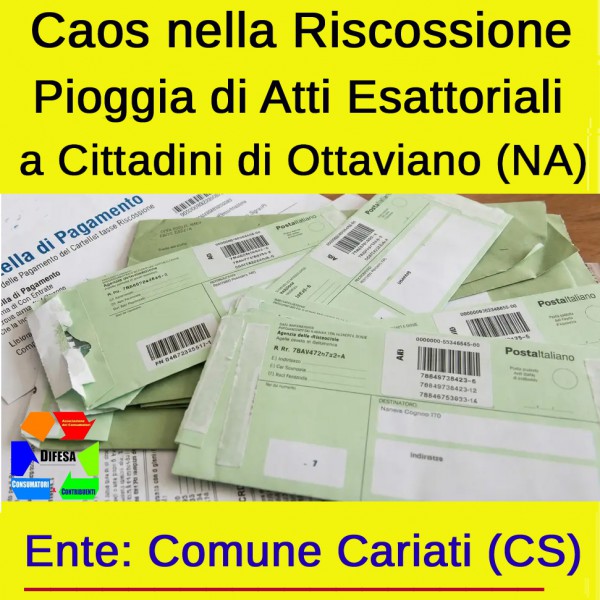 Migliaia di Atti esattoriali per IMU e TARI intestati “Comune di Cariati” (Calabria) che stanno arrivando alle famiglie di Ottaviano