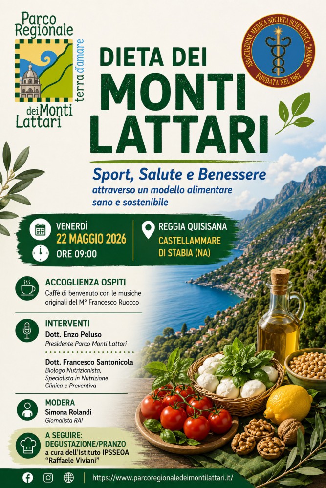 “Dieta dei Monti Lattari”, alla Reggia di Quisisana il protocollo tra Parco e associazione Anardi: al via il percorso verso il modello alimentare territoriale