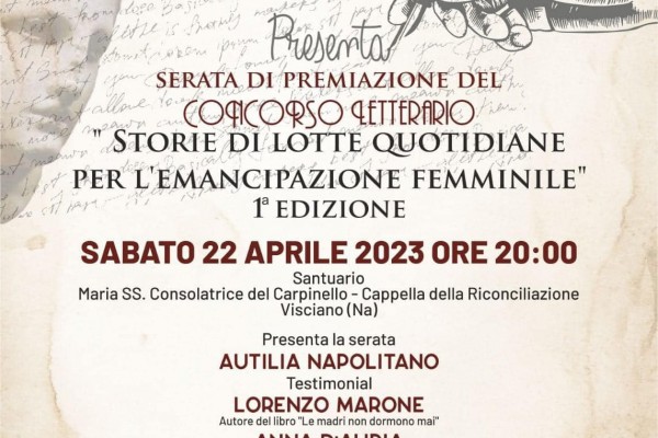 VISCIANO, ENTRA NEL VIVO IL PREMIO LETTERARIO DEDICATO ALLA LOTTA PER L’EMANCIPAZIONE FEMMINILE