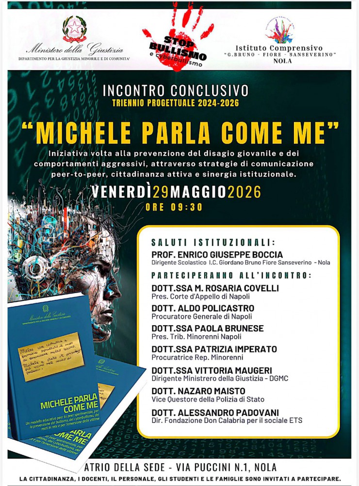 “Michele parla come me”: l’I.C. Giordano Bruno di Nola in prima linea contro bullismo e disagio giovanile