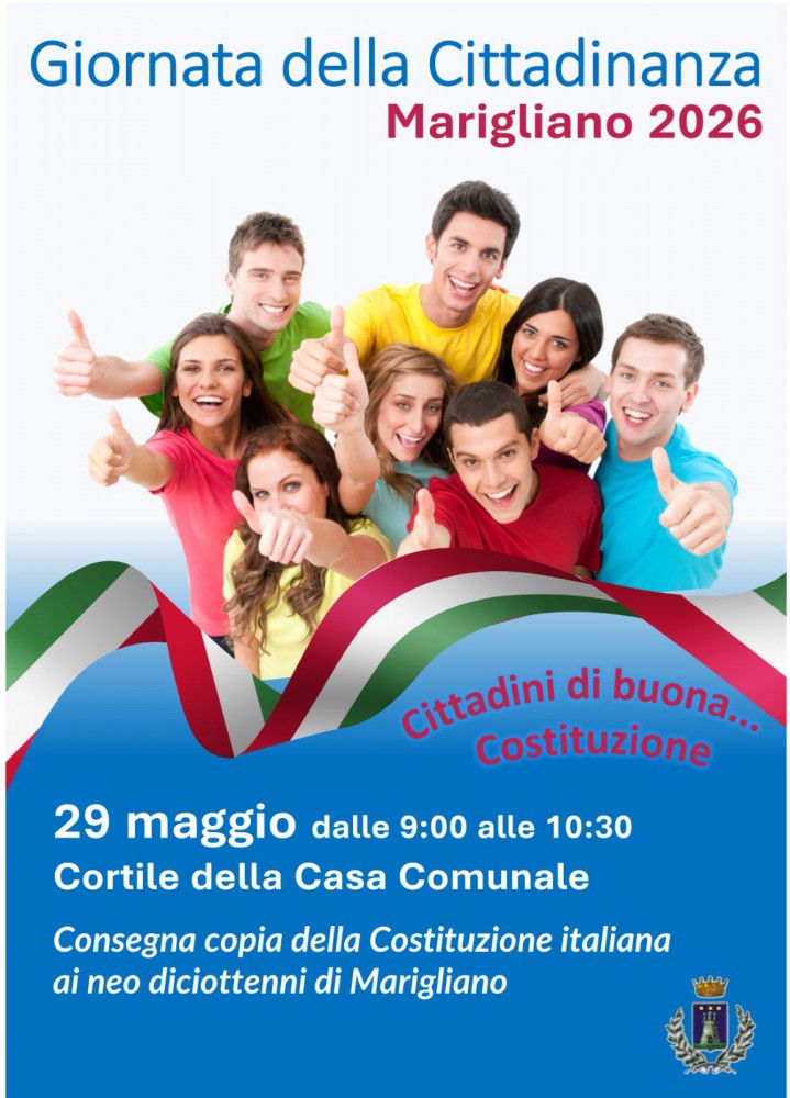 Marigliano istituisce la “Giornata della Cittadinanza”: Costituzione ai neo diciottenni e confronto con i giovani del territorio