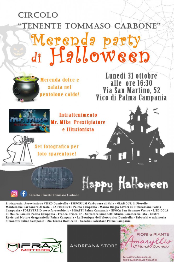 Arriva l'Halloween Party al Circolo "Tenente Tommaso Carbone" di Vico