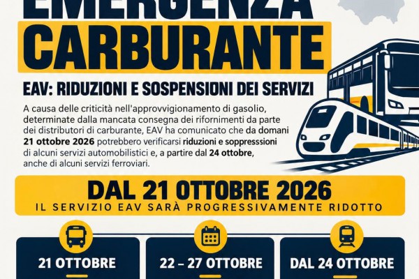 DIFFICOLTA’ DI RIFORNIMENTO CARBURANTE – AGGIORNAMENTO SERVIZI EAV
