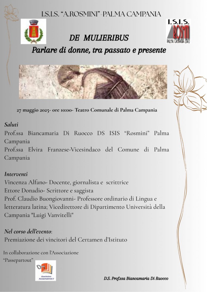 De Mulieribus: l'Isis "Rosmini" promuove un incontro al teatro comunale di Palma Campania
