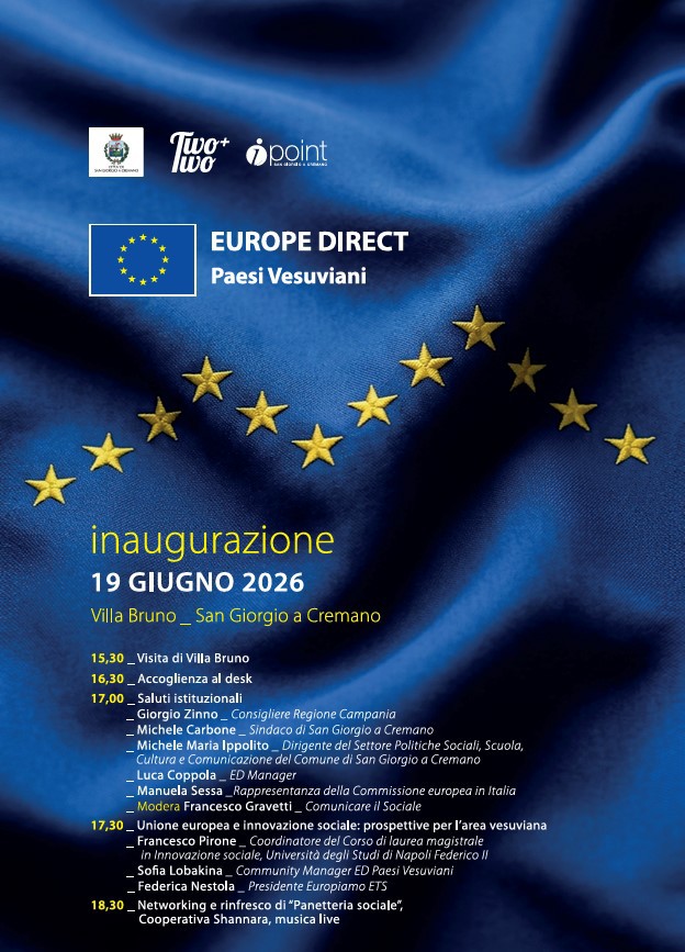 Nasce EUROPE DIRECT Paesi Vesuviani: il nuovo presidio europeo per avvicinare l’Europa ai cittadini del territorio