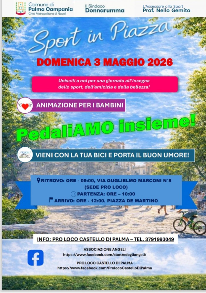 Palma Campania, pedaliamo insieme con Pro Loco Castello di Palma e Angeli