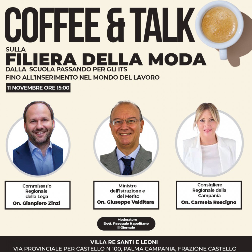 Coffee & Talk a Castello di Palma: a Villa Re Santi e Leoni ospite d'onore il ministro Giuseppe Valditara